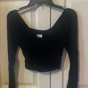 Hollister Black Fitted Long Sleeve Bodysuit